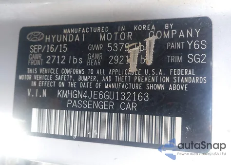 2016 Hyundai Genesis 3.8 из США, поврежденный, VIN KMHGN4JE6GU132163